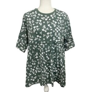 ASOS Maternity Babydoll Shirt Top Green Floral Size 2 Boho Cottagecore NWT